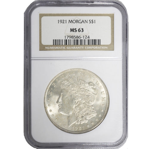 1921 Morgan Silver Dollar Coin NGC MS63 APR 57