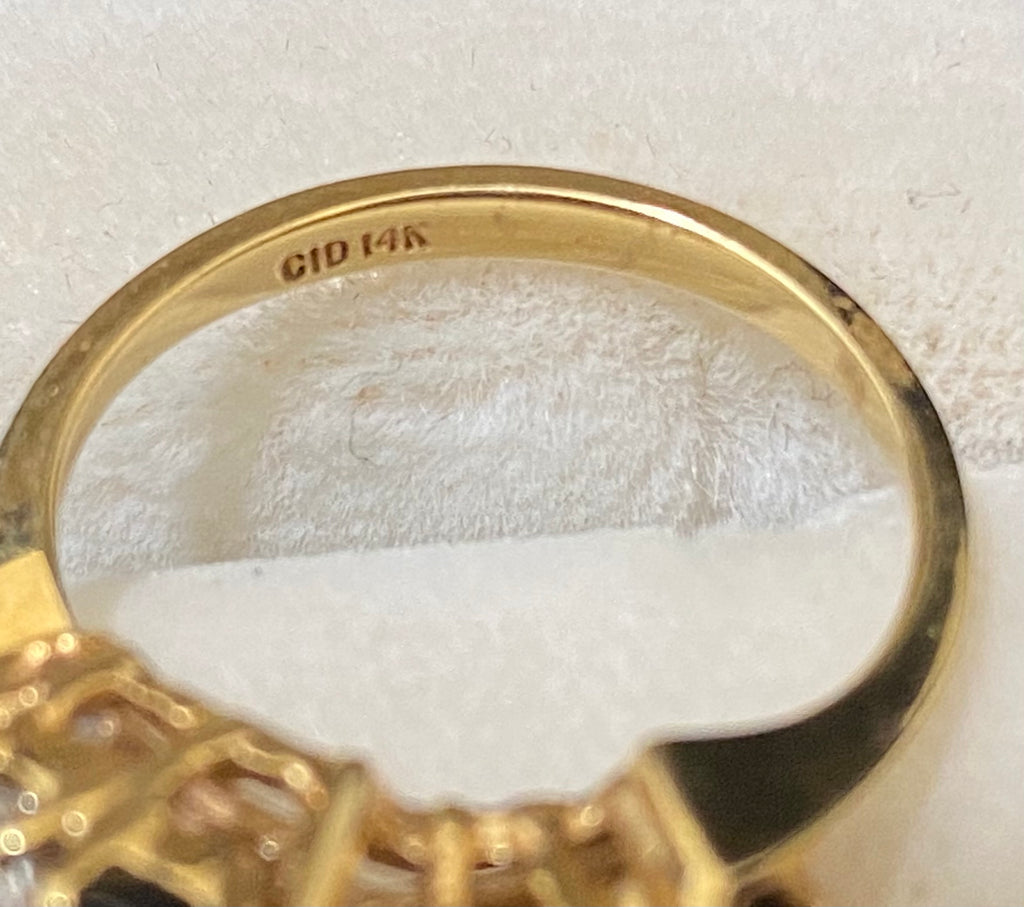 Unique Designer's Solid Yellow Gold with Diamond & Sapphire Ring $10K