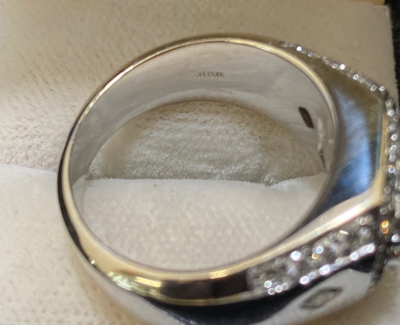 High-End Designer 18K White Gold Heavy Unisex Ring with Asscher Diamonds - $50K Appraisal Value w/CoA} APR57