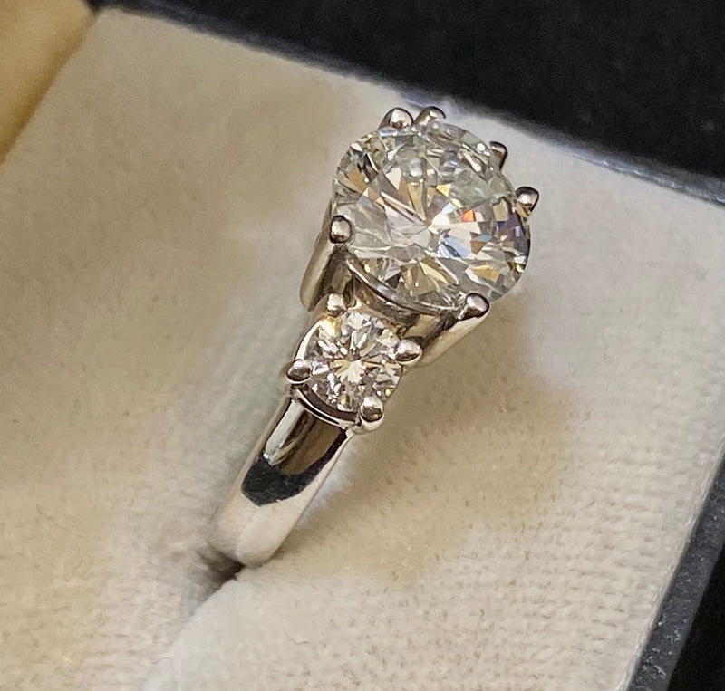 Beautiful Unique Solid White Gold 6+Ct. Diamond 3-stone Engagement Ring - $200K Appraisal Value w/CoA} APR57