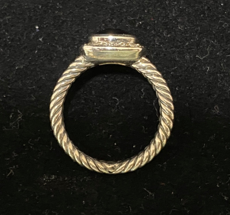 David Yurman Vintage Design Sterling Silver & 18K White Gold Onyx & 20-Diamond Ring - $3K Appraisal Value w/ CoA} APR57