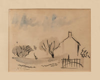 Henry Varnum Poor, c.1939 Mixed Media Drawing Landscape with Country House Study - $6K Appraisal Value w/CoA! + APR 57