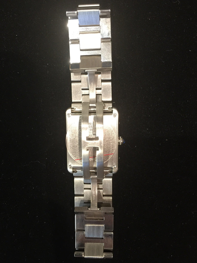 Men's Large Cartier Tank Wristwatch Stainless Steel With White Dial Est $6K! APR 57