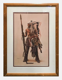 JAMES BAMA Native American Warrior 1992 Ltd. Edition Print - $3K APR Value w/ CoA! + APR 57