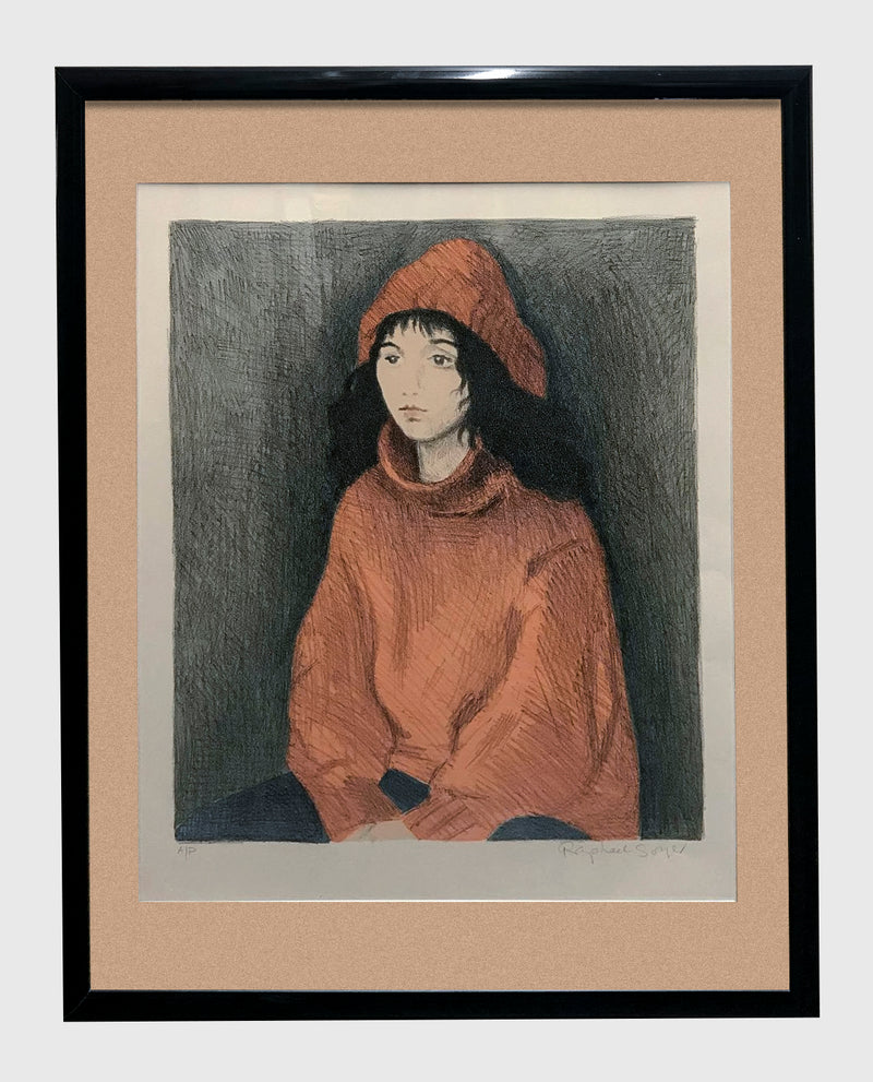 Raphael Soyer, 'Girl in Red', Original Artist Proof Lithograph, c. 1970 - $2K Appraisal Value! +✓* APR 57