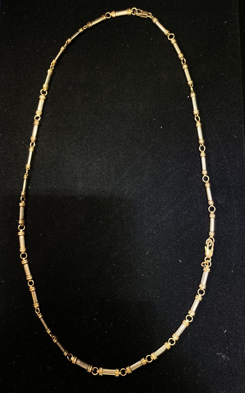 Beautiful Vintage 2-Tone Solid Yellow/White Gold Chain Necklace - $8K Appraisal Value w/ CoA! } APR 57