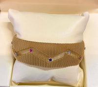 European Designer Diamond, Ruby, & Sapphire Bracelet in Solid Yellow Gold - $15K Appraisal Value w/CoA} APR57