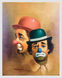 HOPPIN "Sad Clowns" 1950s Original Signed Oil on Canvas - $1K APR Value w/ CoA! + APR 57