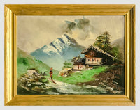 "Swiss Alps" Vintage 1940s Oil on Canvas Painting - $1.5K APR Value w/ CoA! + APR 57