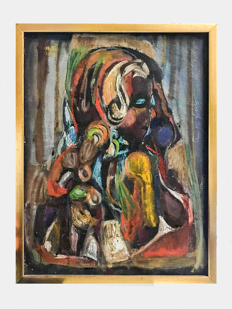 HADASSAH TAL-VARDI Signed Abstract Oil on Canvas Portrait, 1963 - $25K APR Value w/ CoA! APR 57