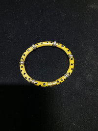Italian Designer's 18K Yellow Gold with 14 Diamonds Leopard Enamel Bangle Bracelet $15K Appraisal Value w/CoA} APR 57