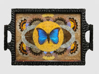 Vintage 1960s Brazilian Butterfly Wing  Hand Carved Wooden Tray - $1.5K Appraisal Value!  +✓ APR 57