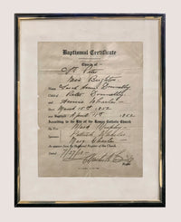AMAZING 1852 Baptismal Certificate from St. Peter's Church - 1.5K Appraisal Value! APR 57
