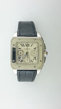 Cartier Men's Santos 100 Chronograph Jumbo Wristwatch in Stainless Steel - $10K VALUE APR 57