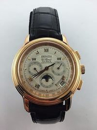 Zenith Chronograph Wristwatch in 18K Yellow Gold with Crocodile Strap - $30K VALUE APR 57