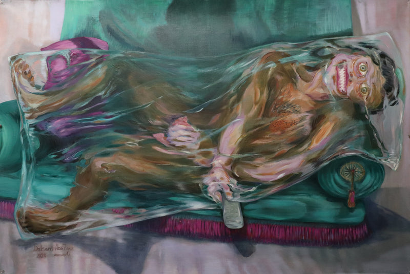 BALSAM ABO ZOUR "Man on Green Sofa" Oil on Canvas, 2020 - $27K Appraisal Value! APR57