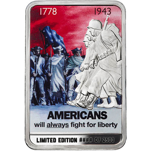 2 oz Americans Will Always Fight for Liberty Silver Bar (Fight for Freedom’s Sake #1, New) APR 57