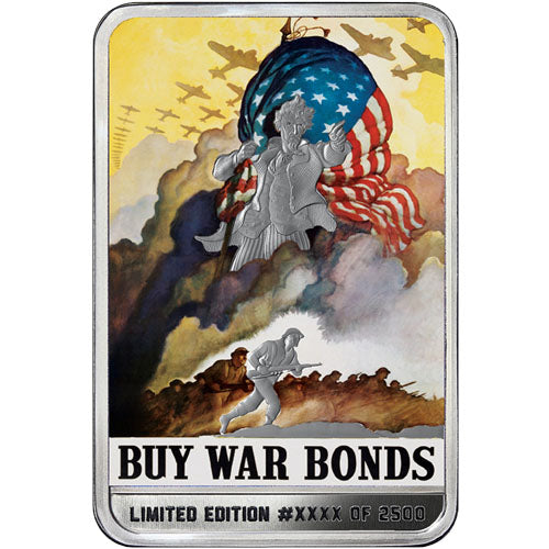 2 oz Buy War Bonds Silver Bar (Fight for Freedom’s Sake #4, New) APR 57