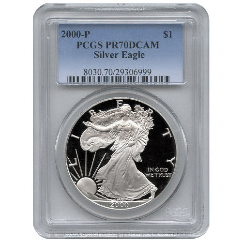 2000-P 1 oz Proof American Silver Eagle Coin PCGS PR70 DCAM APR 57