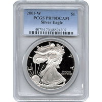 2001-W 1 oz Proof American Silver Eagle Coin PCGS PR70 DCAM APR 57