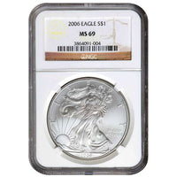 2006 1 oz American Silver Eagle Coin NGC MS69 APR 57