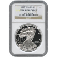 2007-W 1 oz Proof American Silver Eagle Coin NGC PF70 UCAM APR 57