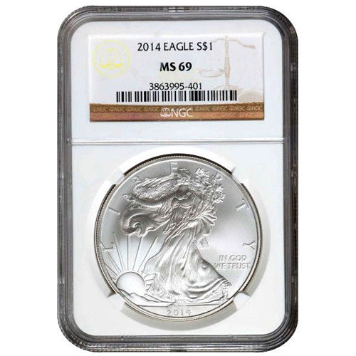 2014 1 oz American Silver Eagle Coin NGC MS69 APR 57