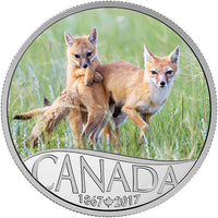 2017 1/2 oz Proof Canadian Silver Celebrating Canada’s 150th Series Wild Swift Fox and Pups Coin (Box + CoA) APR 57