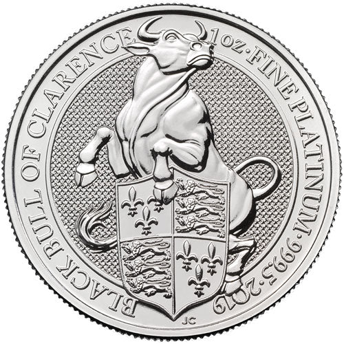 2019 1 oz British Platinum Queen’s Beast Black Bull Coin (BU) APR 57