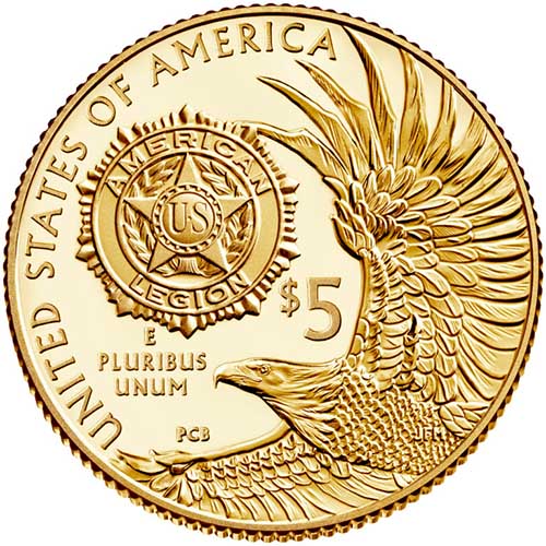 2019-W $5 Proof American Legion 100th Anniversary Gold Coin (Box + CoA) APR 57