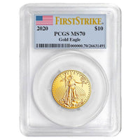 2020 1/4 oz American Gold Eagle Coin PCGS MS70 FS APR 57