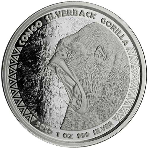 2020 1 oz Congo Silver Silverback Gorilla Coin (Proof-like) APR 57