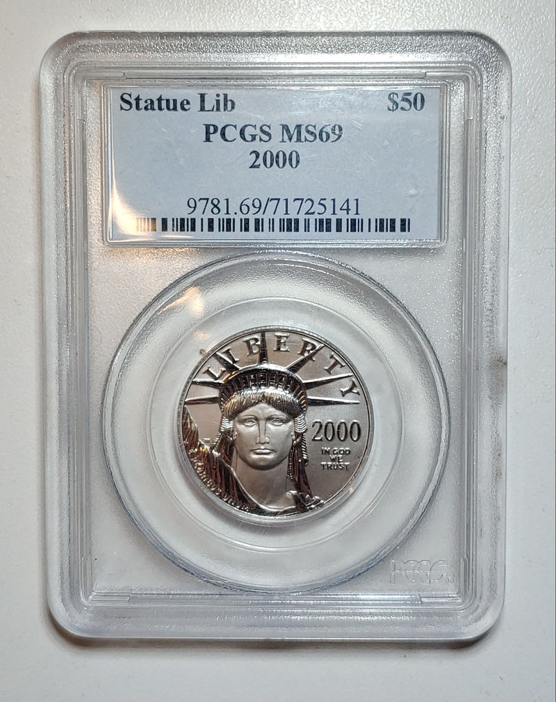 2000 Statue of Liberty Platinum 1/2 oz. $50 Coin MS-69 (PCGS) - $1.5K APR Value w/ CoA! ✿✓ APR 57