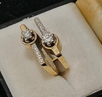 Unique Designer's Solid Yellow Gold with 10 Diamonds Double Shank Ring - $7K Appraisal Value w/CoA} APR57