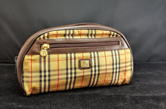 BURBERRY Leather-trimmed checked faux leather cosmetics case