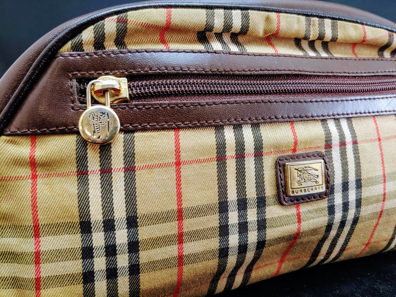 BURBERRY Check Canvas and Leather Cosmetics Bag - $800 Appraisal Value! APR 57