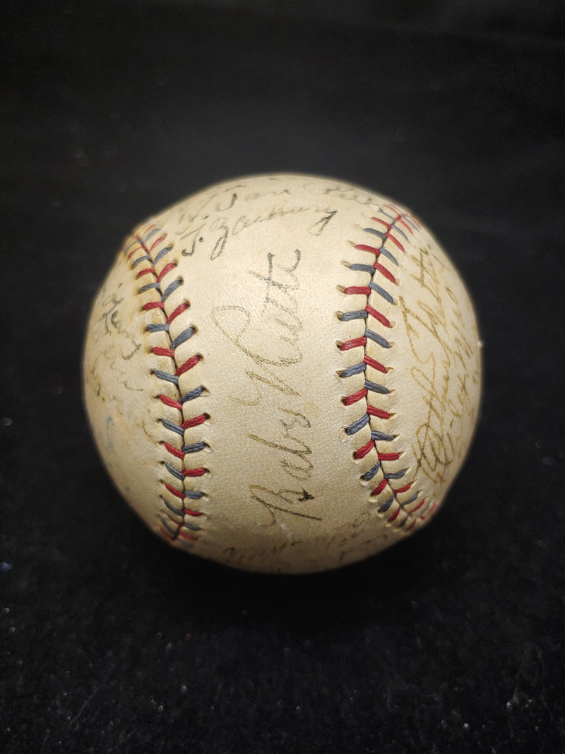 1929 New York Yankees Team-Signed Baseball with Babe Ruth and Murderers' Row Headlines - $30K Appraisal Value! APR 57