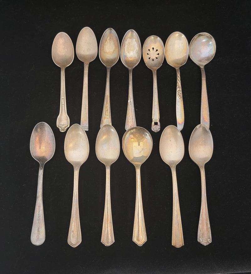 Assorted Silver Plate Spoons 13 Pieces - $500 APR Value w/ CoA! APR57