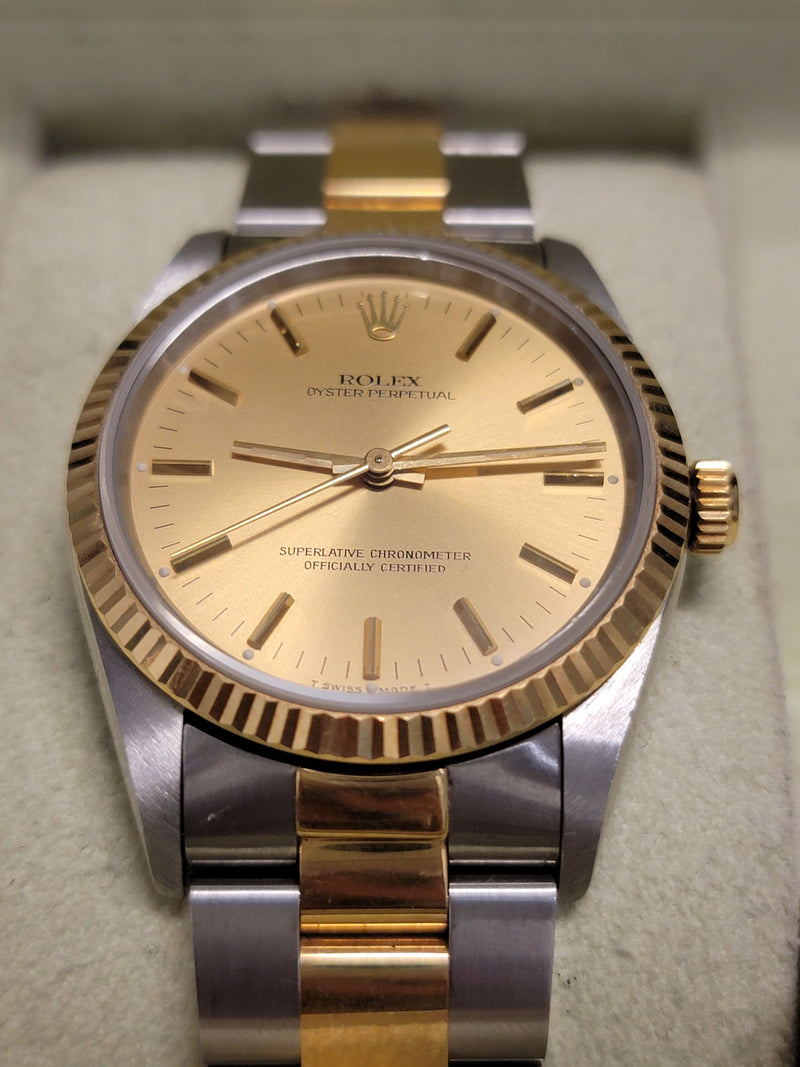 ROLEX Oyster Perpetual Watch w/ 18K Gold Fluted Bezel - $20K APR Value w/ CoA! APR 57