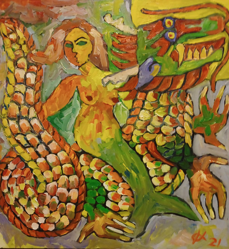 OLEG KUFAYEV "Dragon and Woman" Oil on Linen - $5K Appraisal Value! APR 57
