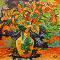 OLEG KUFAYEV "Flowers, Lily" Oil on Linen - $6.5K Appraisal Value! APR57