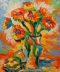 OLEG KUFAYEV "Sunflowers 1" Oil on Canvas - $5K Appraisal Value! APR57