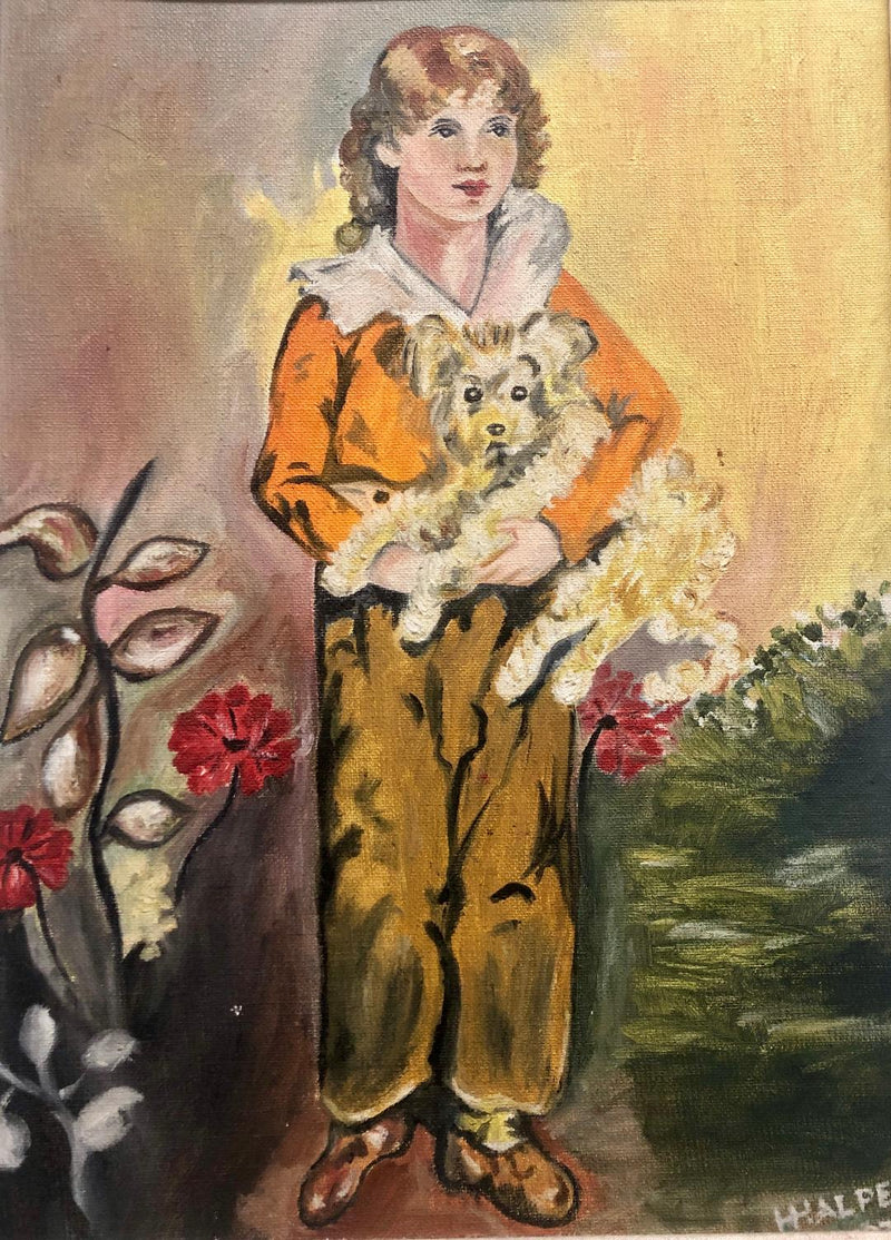 H. Halper, 'French Boy with Dog,' Original Oil on Canvas, c. 1976 - Appraisal Value: $3K* APR 57