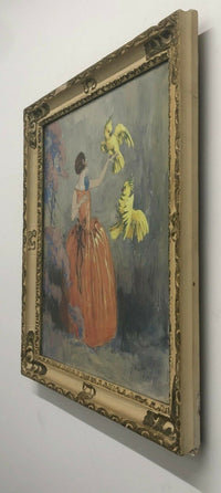 Jean Hardy, Woman with Cockatoos,' Boudoir Watercolor, c. 1929 - Appraisal Value: $20K* APR 57
