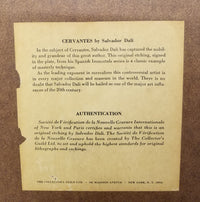 SALVADOR DALI 'Cervantes' c. 1965, Print Signed on Plate Antique- $10K APR w/COA APR 57