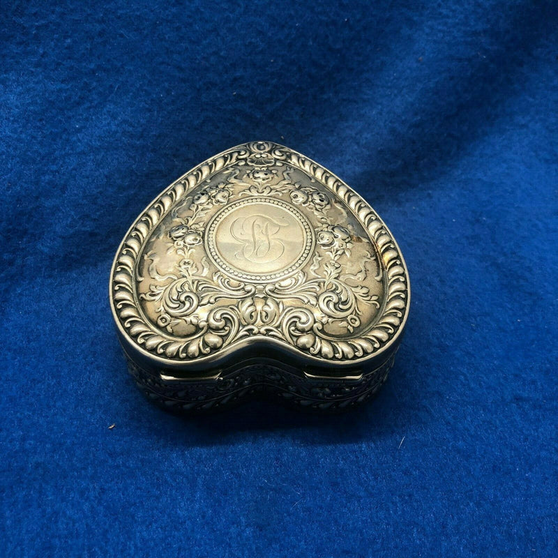 GORHAM Sterling Silver Repoussé Heart Jewelry Box Circa 1892 Victorian $1.5K Apr APR 57