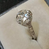 Antique Platinum 4+Ct. Old Mine Diamond Filigree Engagement Ring - $105K Appraisal Value w/CoA} APR57