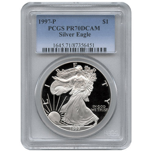 1997-P 1 oz Proof American Silver Eagle Coin PCGS PR70 DCAM APR 57