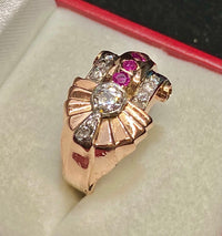 1930’S Victorian Design Solid Rose Gold with Ruby & Diamond Ring - $12K Appraisal Value w/CoA} APR57