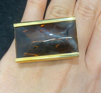 BACCARAT 18K Yellow Gold with Brown Mordore Lead Crystal Ring - $15K Appraisal Value w/CoA} APR57